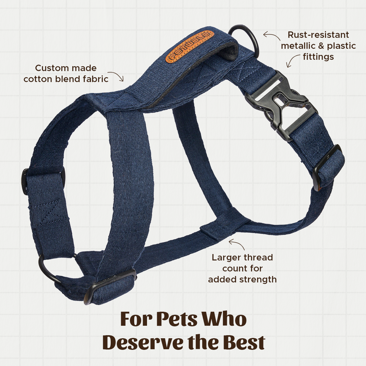 Navy Blue Cotton H-Harness